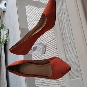 Orange suede Marc Fisher heels